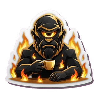 This is fine: the cyclops drinks coffee in a fire.