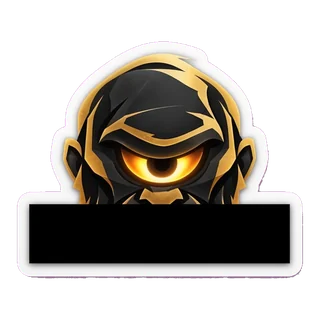 The cyclops peeks over a blank black sign.