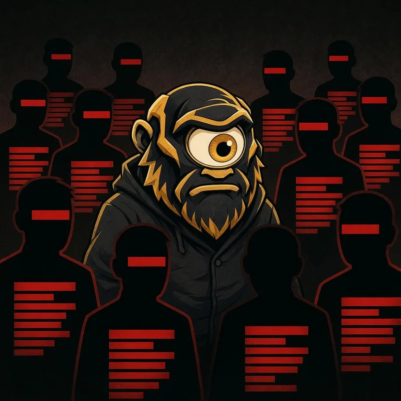 ZYCLOPS stands among a crowd of redacted silhouettes.