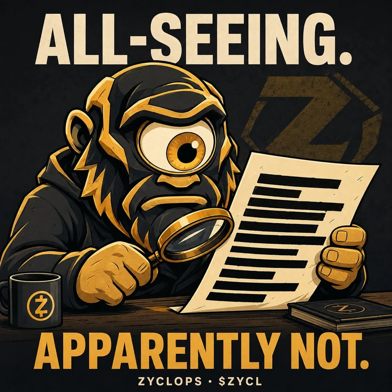 ZYCLOPS examines redacted text with a magnifying glass. All-seeing. Apparently not.